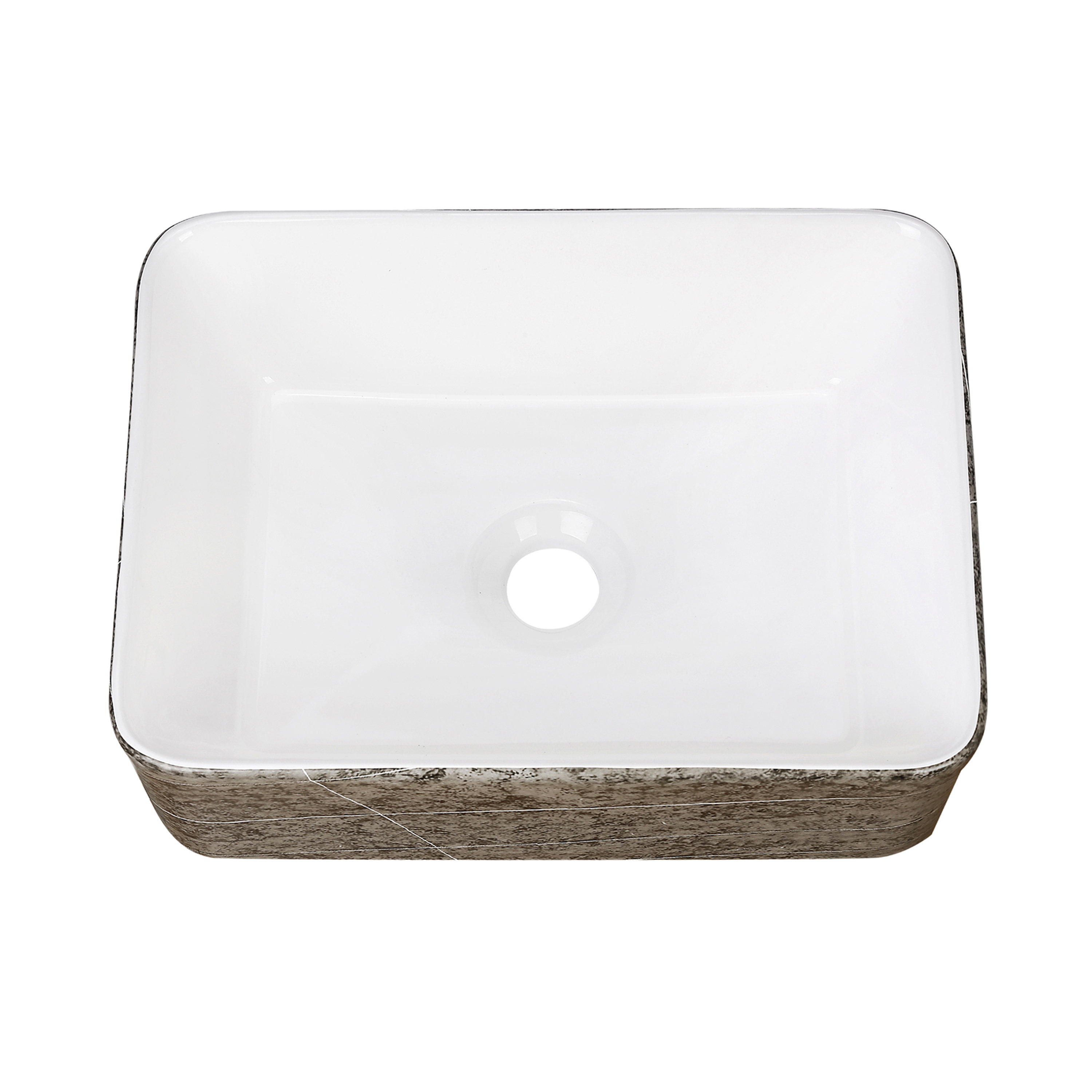 KSWIN 12'' Gray/White Ceramic Rectangular Vessel Bathroom Sink Wayfair