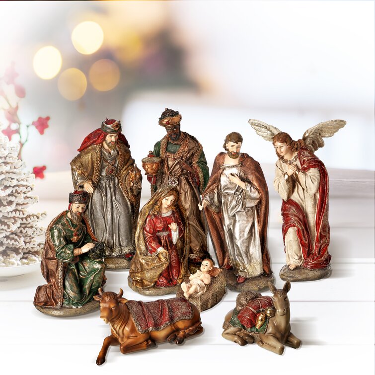 The Twillery Co.® Resin Bejeweled Nativity Set of 9 | Wayfair