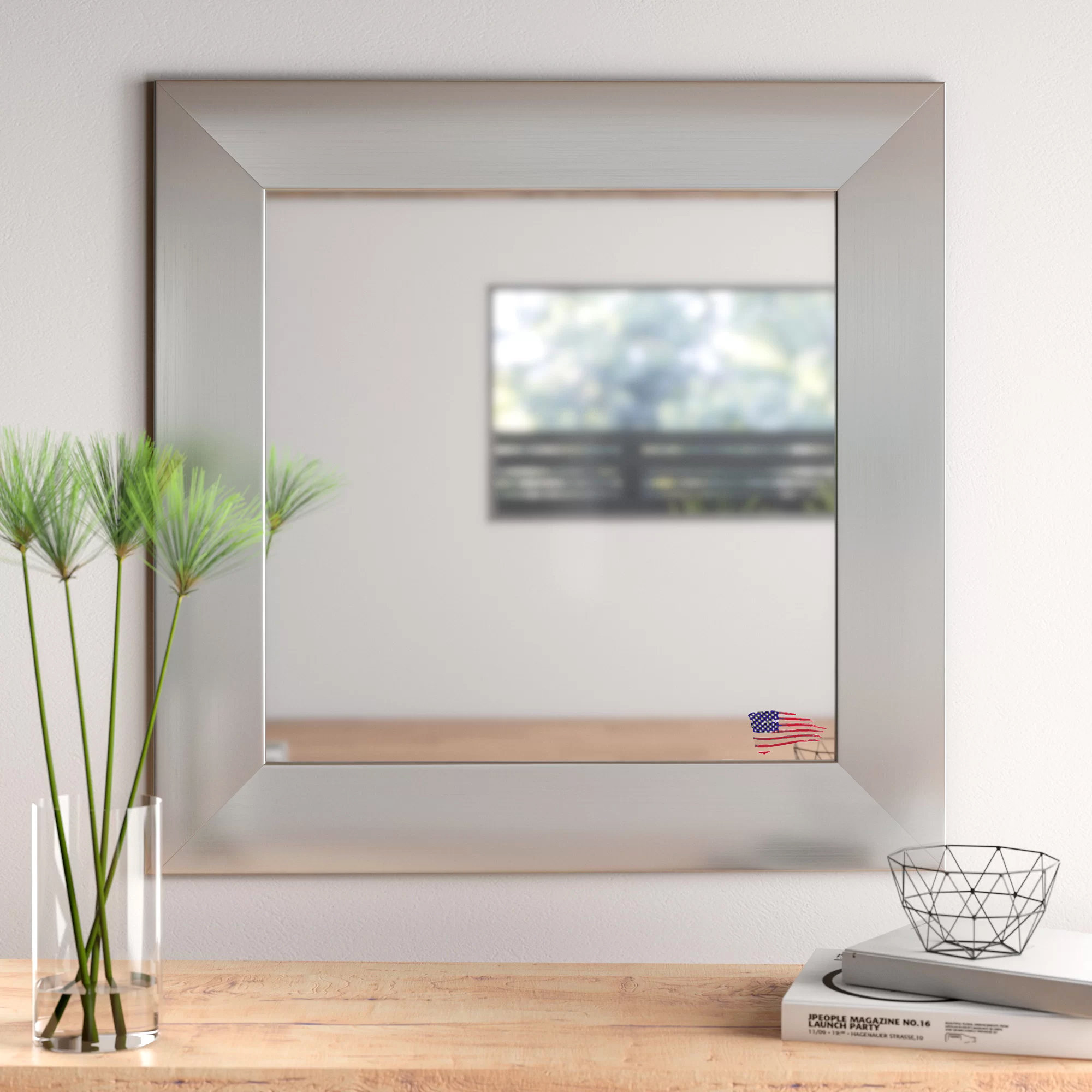 Wrought Studio Square Wood Wall Mirror & Reviews Wayfair
