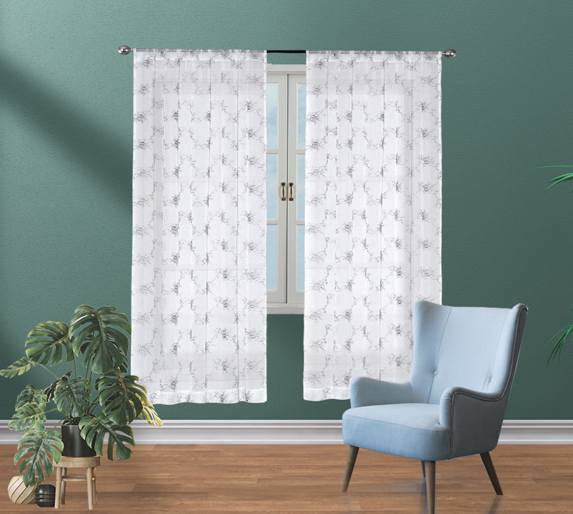 Charlton Home® Angellie Polyester Sheer Curtain Pair Wayfair