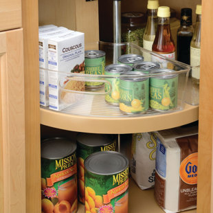ALMOND Polymer Round Corner Cabinet Lazy Susan 2-Shelf Kitchen Storage Organizer 