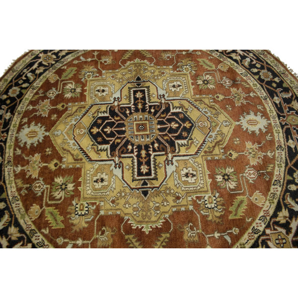 Bungalow Rose Handmade Hand-Knotted Wool Rust Rug | Wayfair