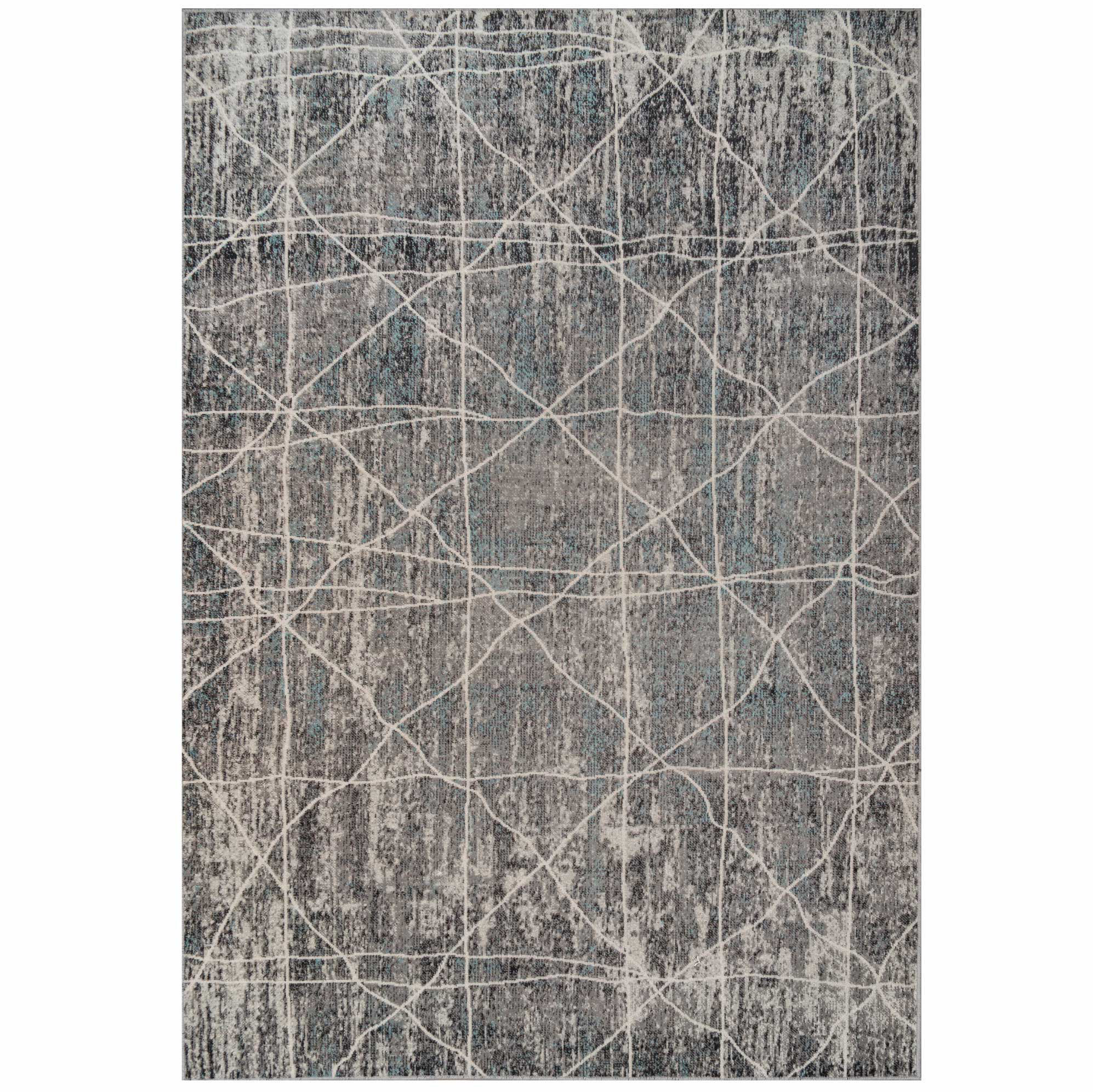 Kukoon Grey Abstract Trellis Power Loom Rug Wayfair.co.uk
