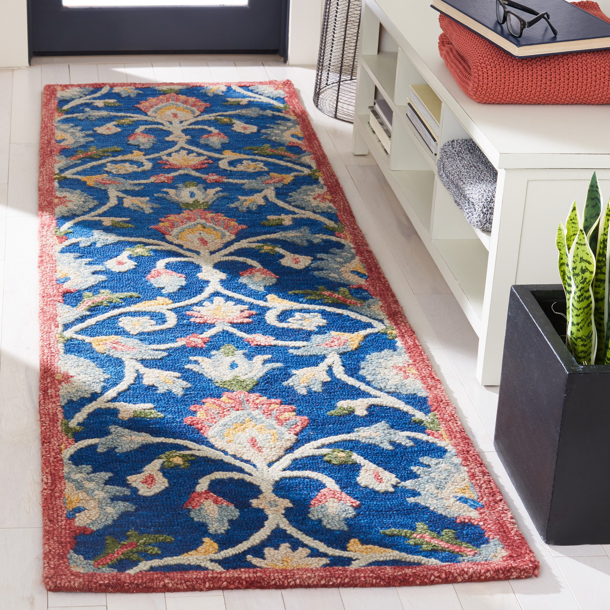 Bungalow Rose Joosep Oriental Handmade Tufted Blue/Red/Beige Area Rug