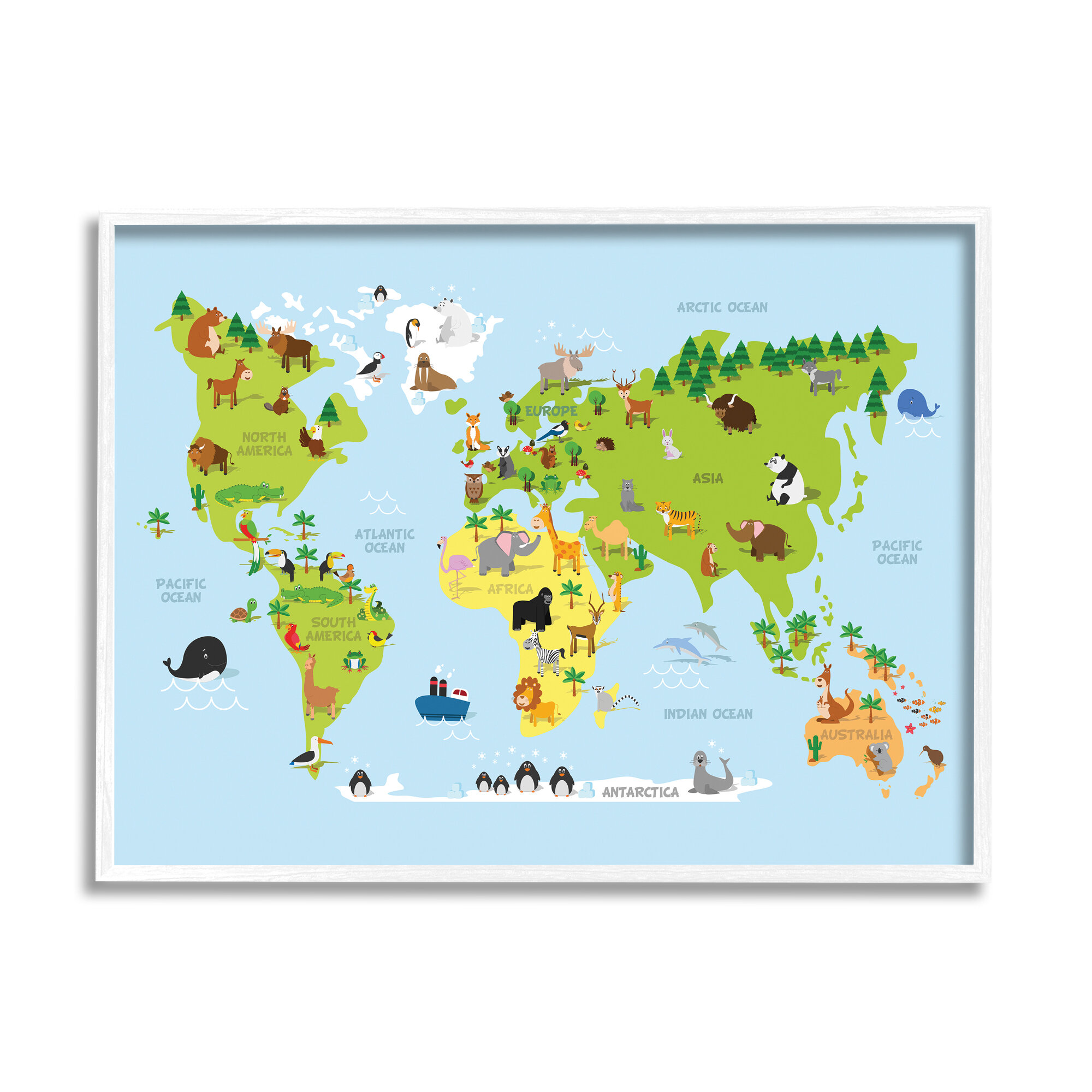 Harriet Bee Fester World Map Cartoon and Colourful Canvas Art & Reviews -  Wayfair Canada