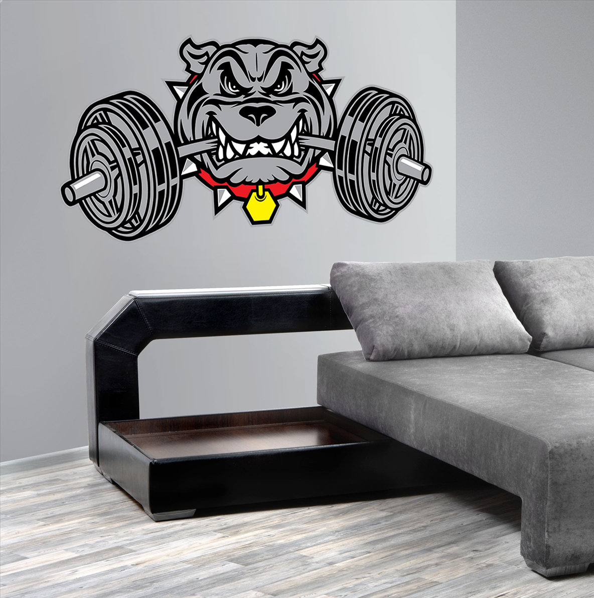 Trinx Bulldog Barbell Wall Decal, Bulldog Barbell Wall Sticker, Bulldog