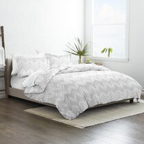 Hypo Allergenic Microfiber Comforter Bed Set Twin XL Teal Gray Chevron Pillow 