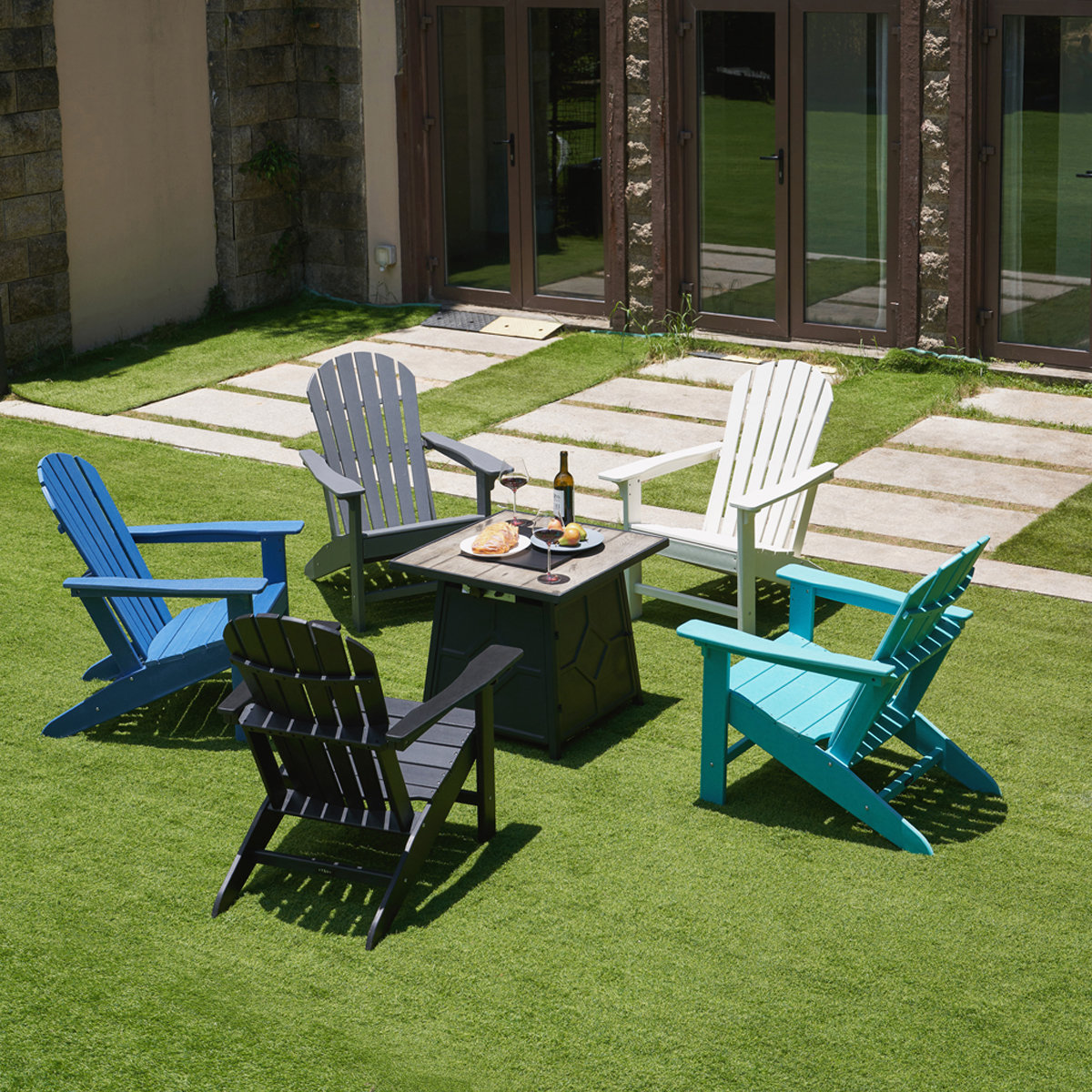 American Eco Living Plastic/Resin Adirondack Chair with Table Wayfair