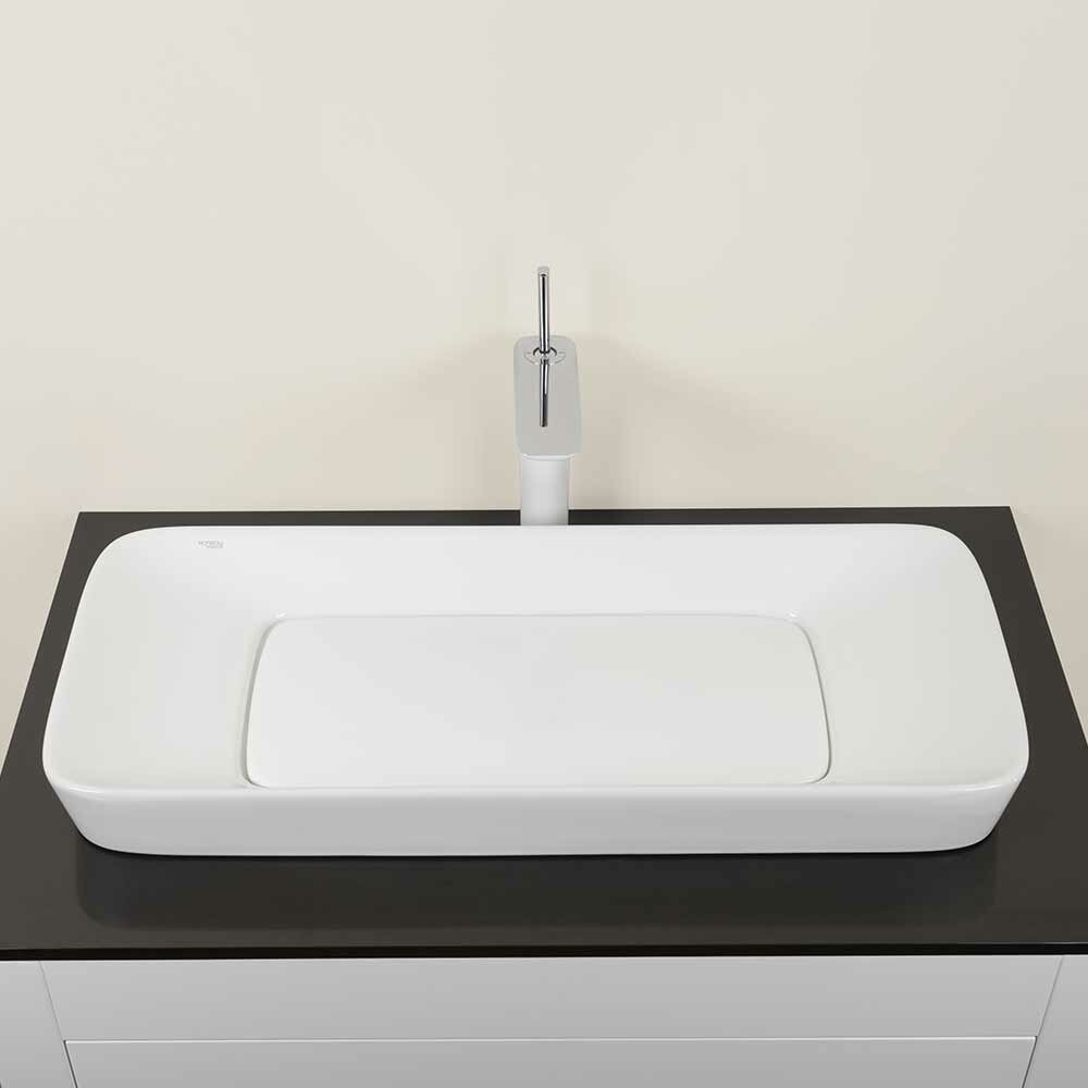 ronbow level 13.58'' white ceramic rectangular vessel bathroom sink