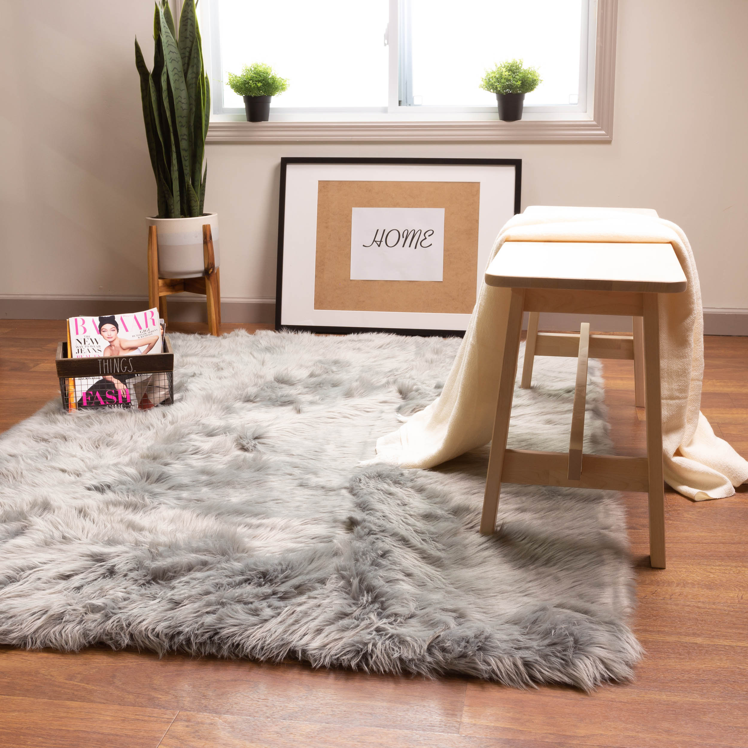 Etta Avenue™ Dominick Handmade Shag Faux Sheepskin Gray Area Rug