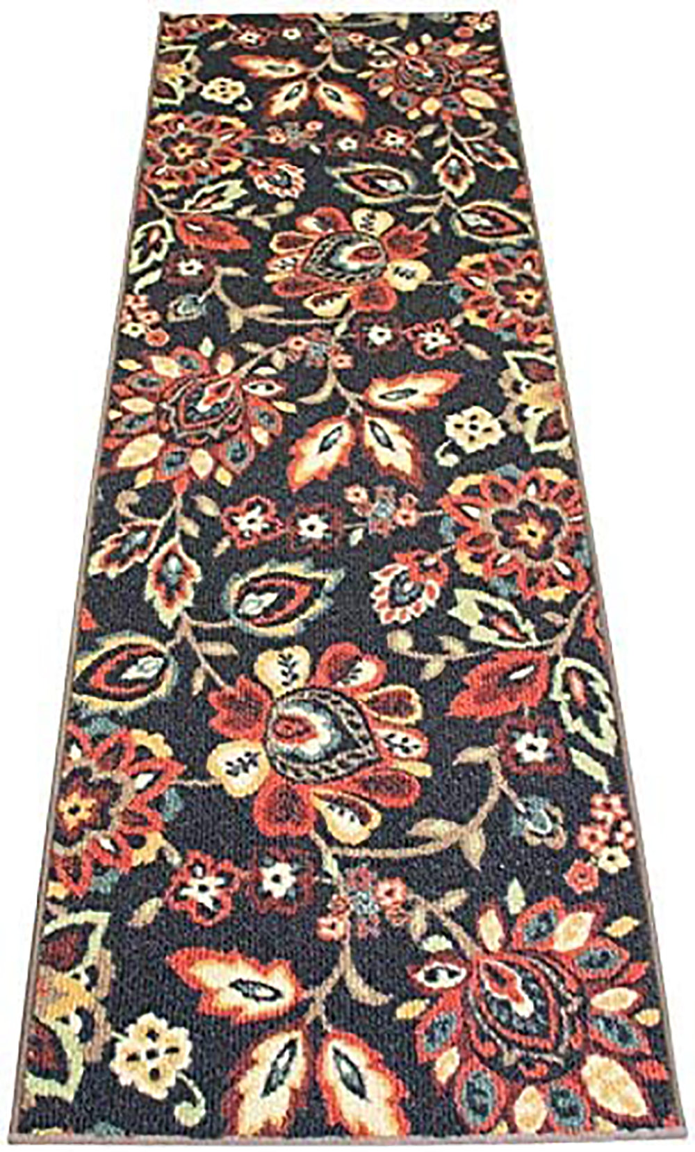 Custom Size Floral Black Rug Runner – Low Pile Berber Style, Anti-Slip Machine Washable 1 thumbnail image