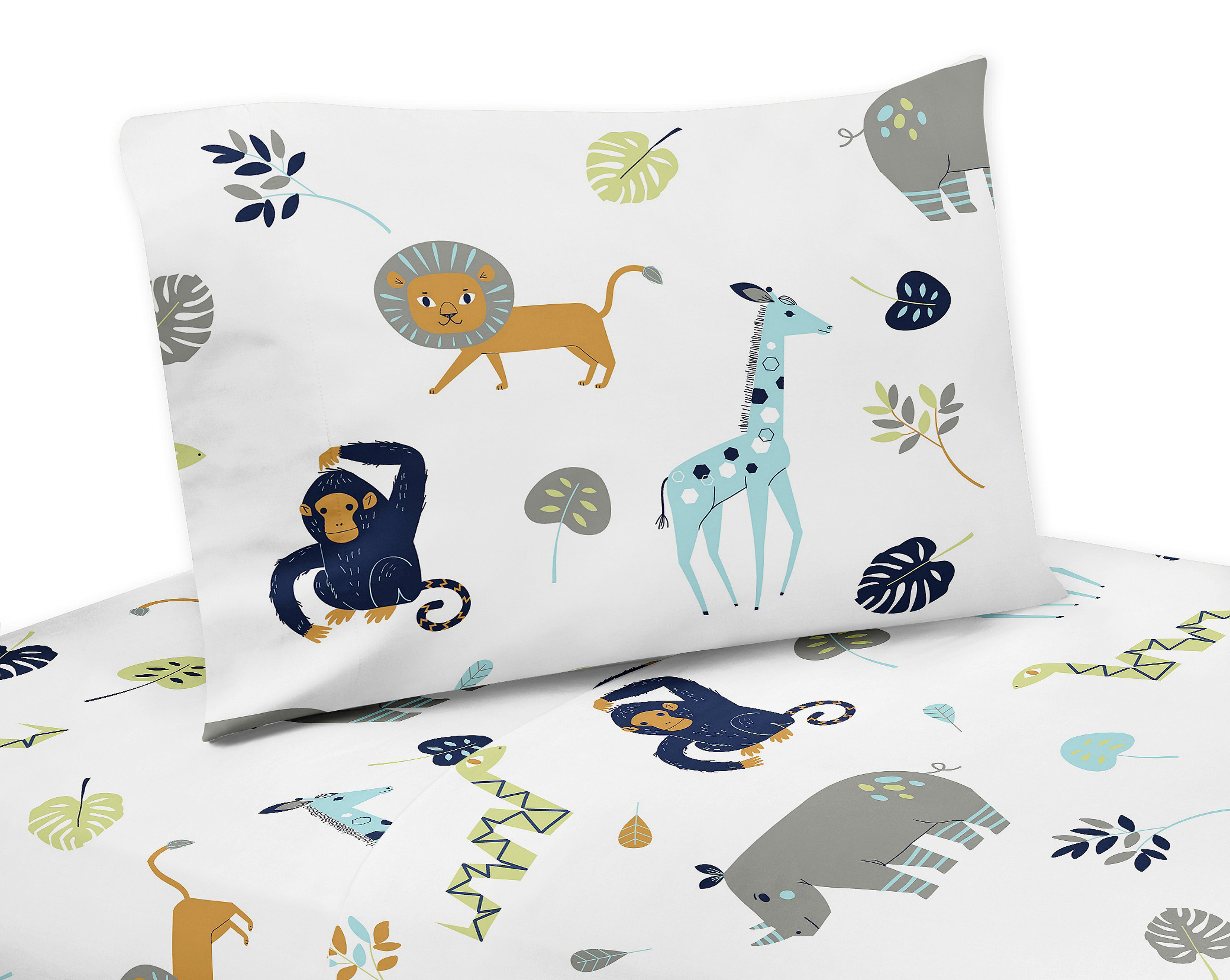 Sweet Jojo Designs Mod Jungle Collection Twin Sheet Set