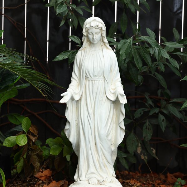 Illuminated Virgin Mary Statue Blue & White Porcelain Madonna Bust Religous Gift 
