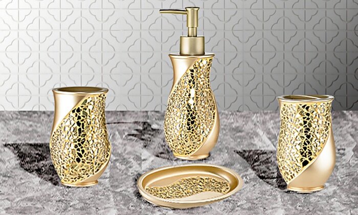 Champagne Glass 4-Piece Bathroom Accessory SetChampagne Collection 