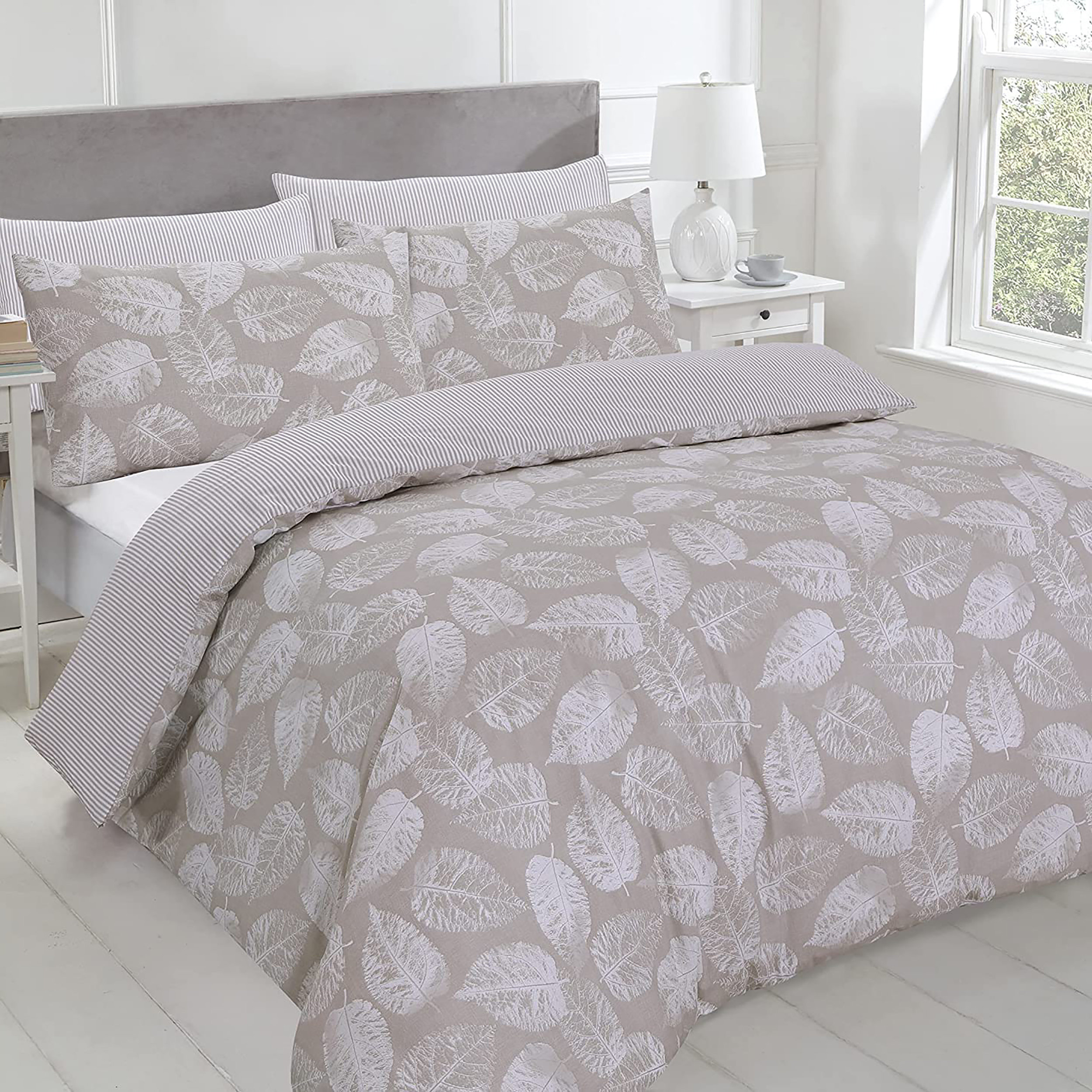 Print Beige Cotton Rich Duvet Cover Set 