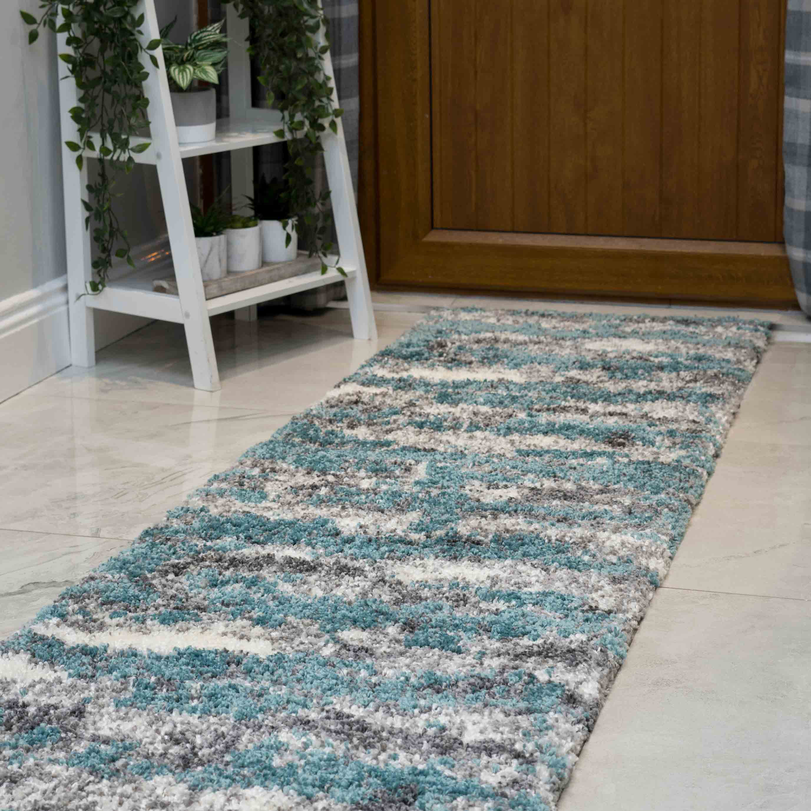 Brayden Studio Luxury Deluxe Hygge Shaggy Blue/Grey/Cream Rug Wayfair