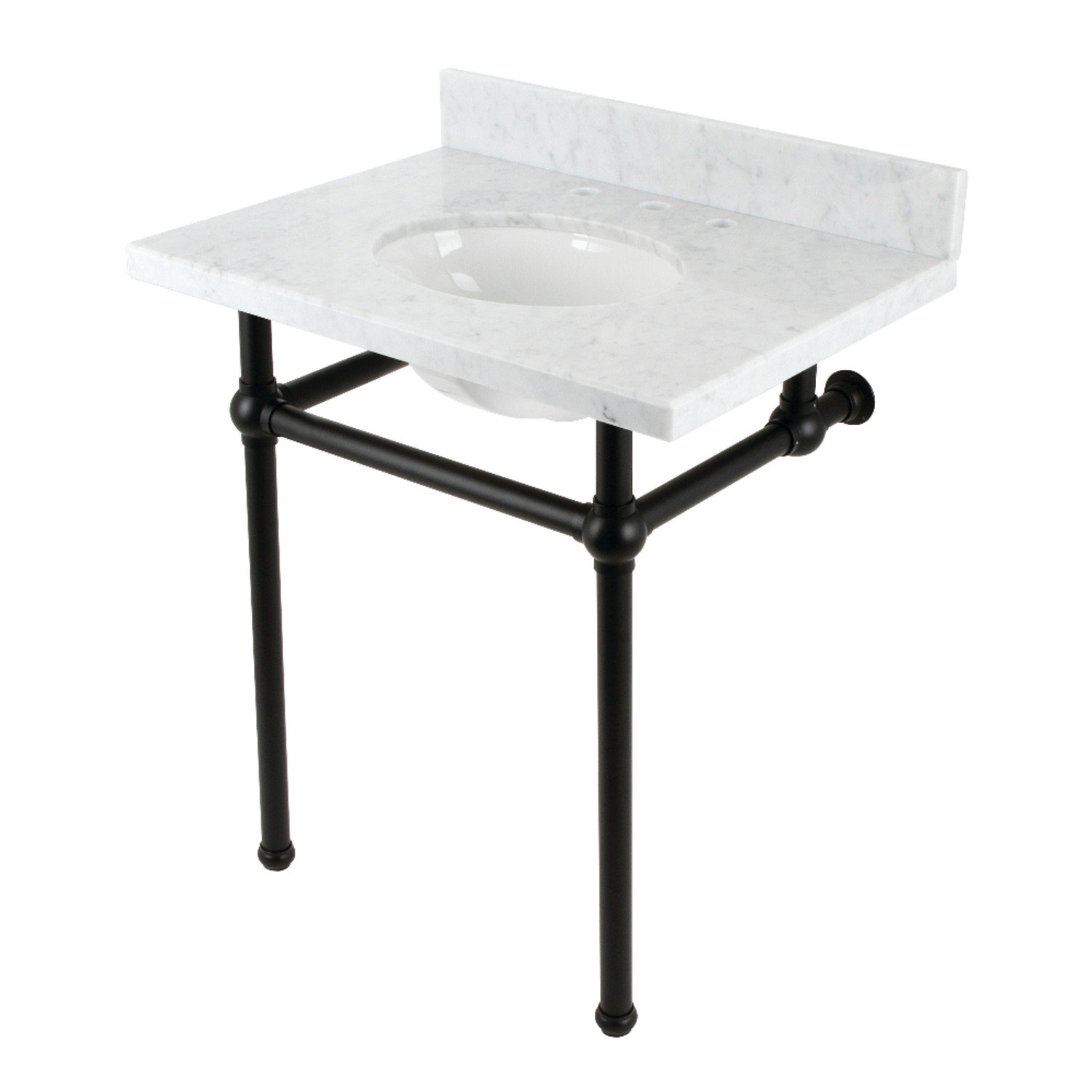 Kingston Brass White/Black Metal Oval Console Bathroom Sink with