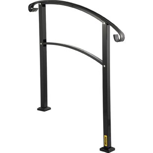 Handrail 18 in Architectural Bronze Anodized Aluminum with 2 Antique Brass Wall Brackets and Endcaps Complete Kit 1.6 Round 