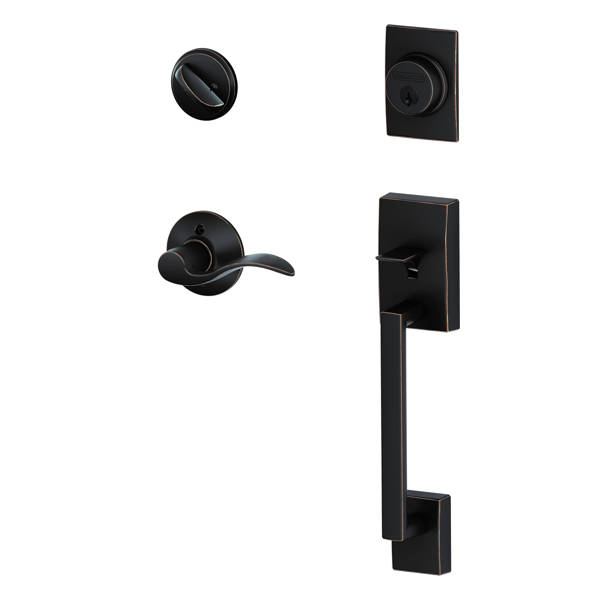Schlage Century Handleset & Latitude Lever Door Lock - Single Cylinder, Aged Bronze (F60 CEN 716 LAT) - View #3