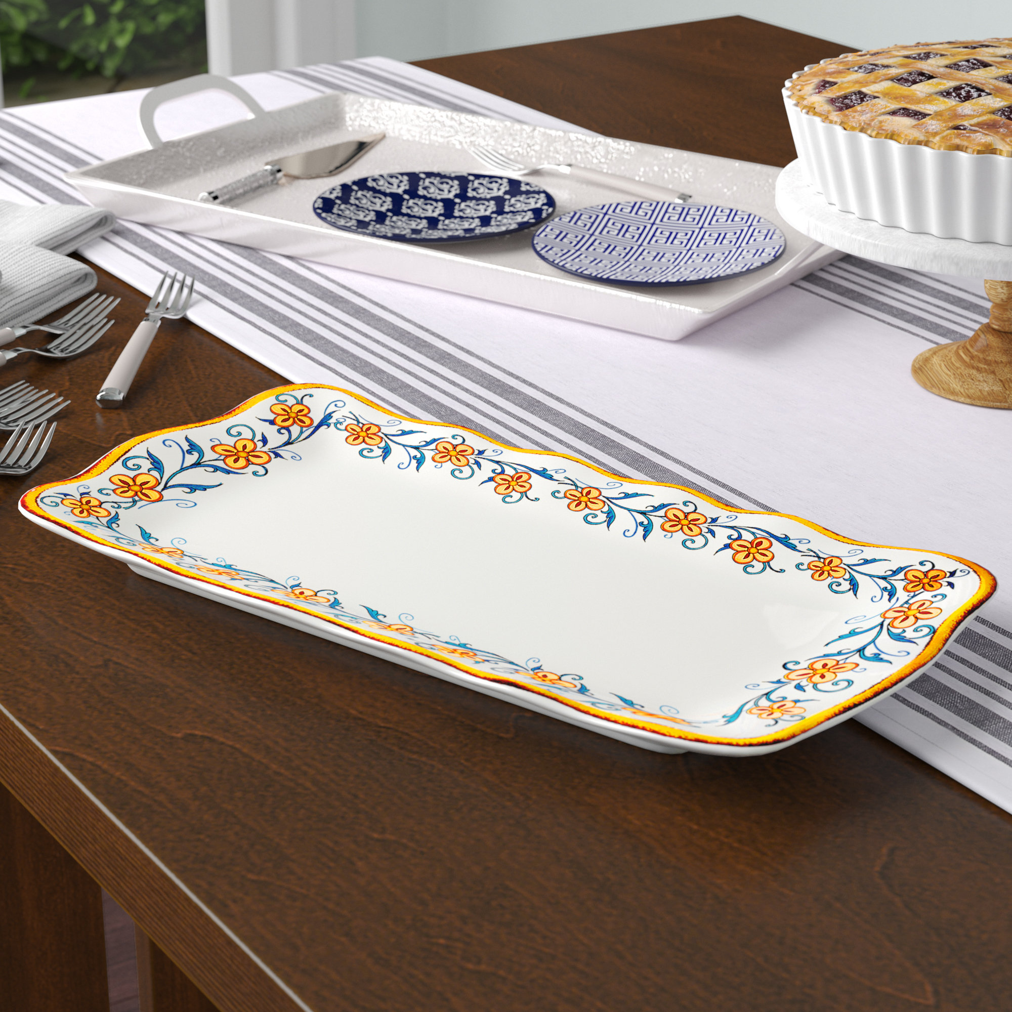 Euro Ceramica Duomo 16.75" Rectangular Appetizer Plate & Reviews Wayfair