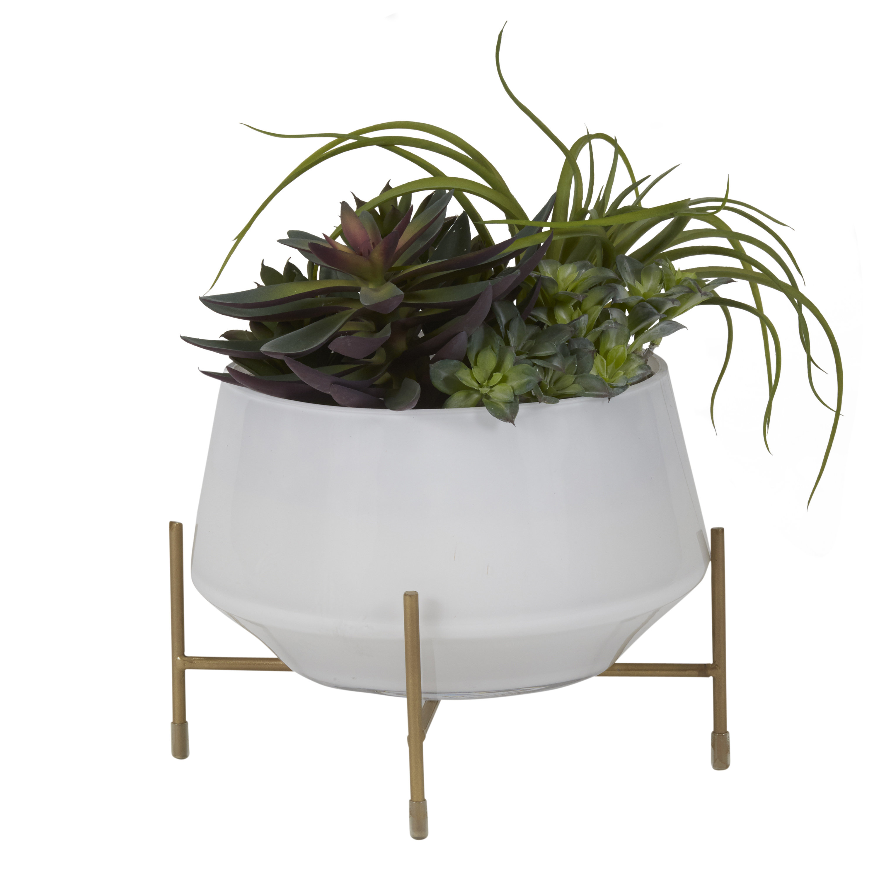 D & W Silks 11'' Faux Plant in Glass Planter Wayfair