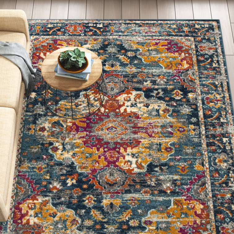 Christa Power Loom Performance Teal/Fuchsia Rug Mistana