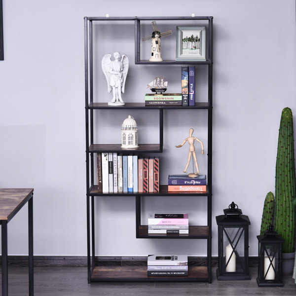 Zipcode Design Brixton 175Cm H x 82Cm W Steel Geometric Bookcase ...