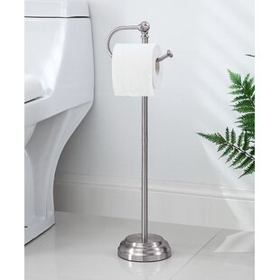 CHROME FREE STANDING STAINLESS STEEL TOILET ROLL HOLDER AND TOILET BRUSH STAND 