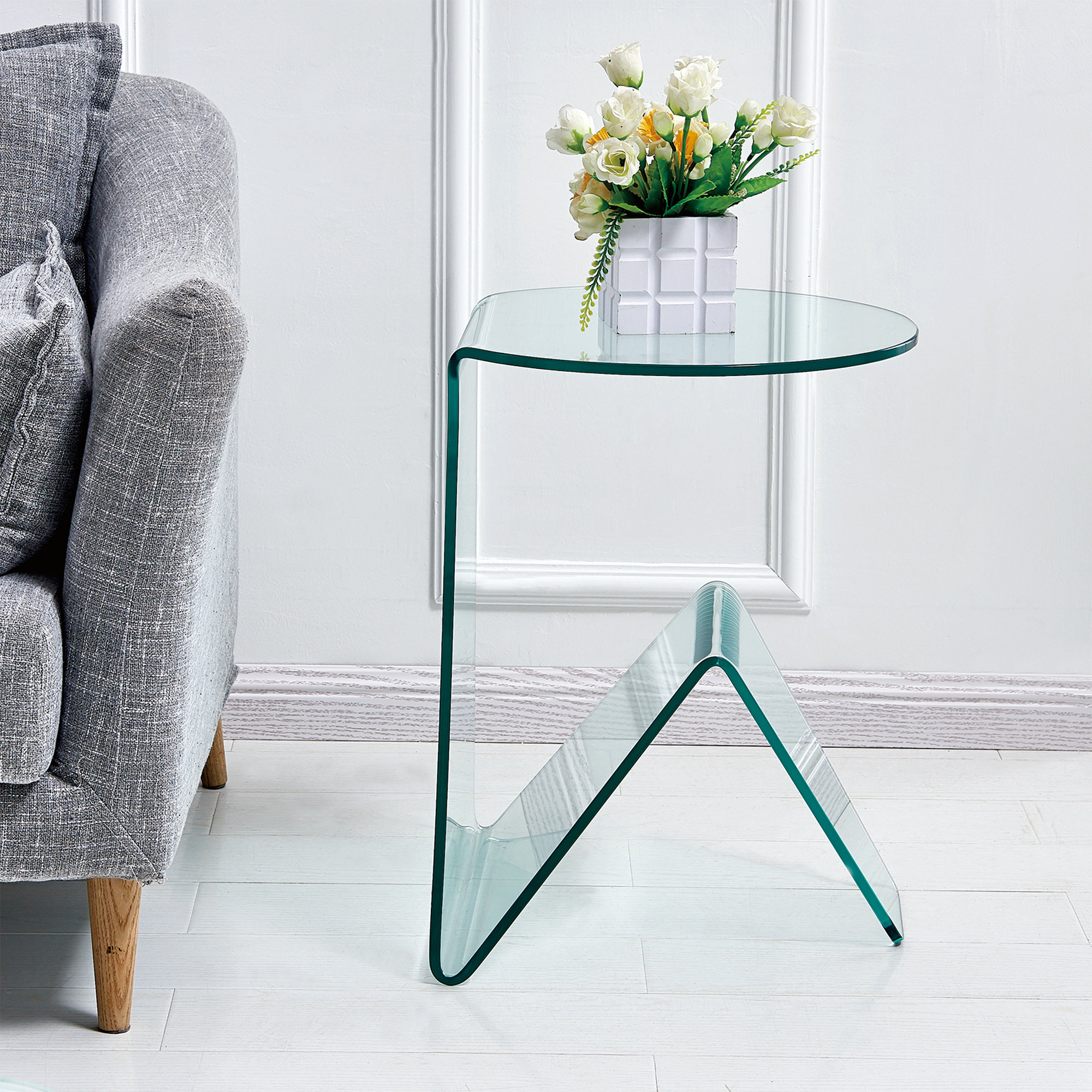 Orren Ellis 21.7'' Tall Glass C Table End Table Wayfair