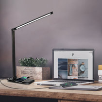 USB Charging Port LED Desk Lamps for Home Dorm Folding Design Office Reading Light for Bedroom 5 Colors Lighting and Sliding Touch Dimming Timing Touch Control Desktop Lamp with Wireless Charger 