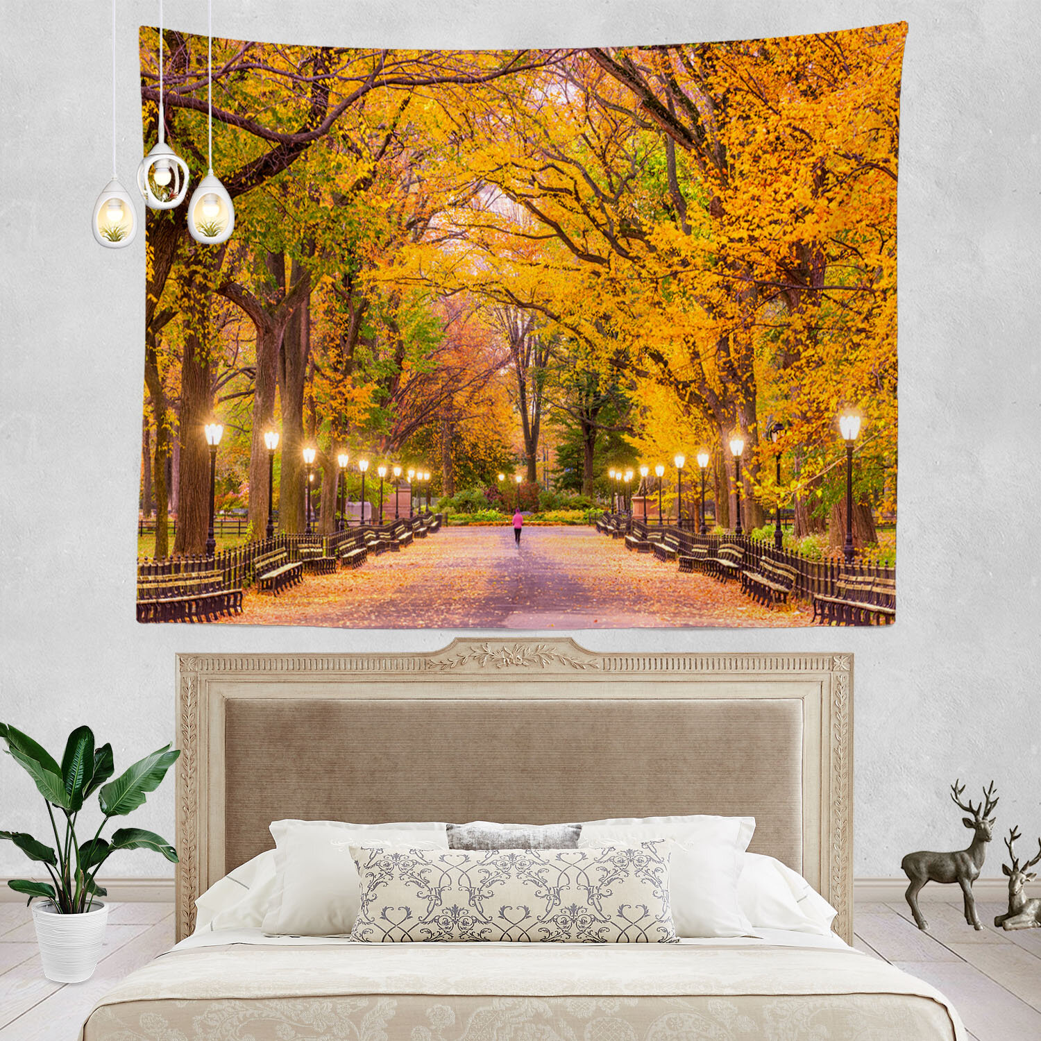 City Park Trees Nature Art Tapestry Wall Hanging for Living Room Bedroom Dorm 