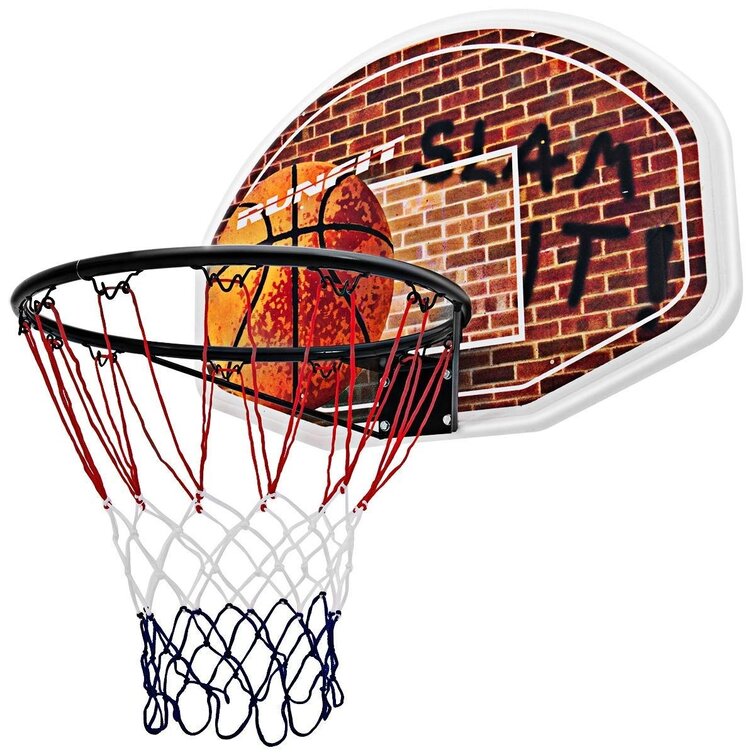 Doolland 32cm Hanging Basketball Wall Mounted Goal Hoop Rim Net Sports Netting Indoor Outdoor 