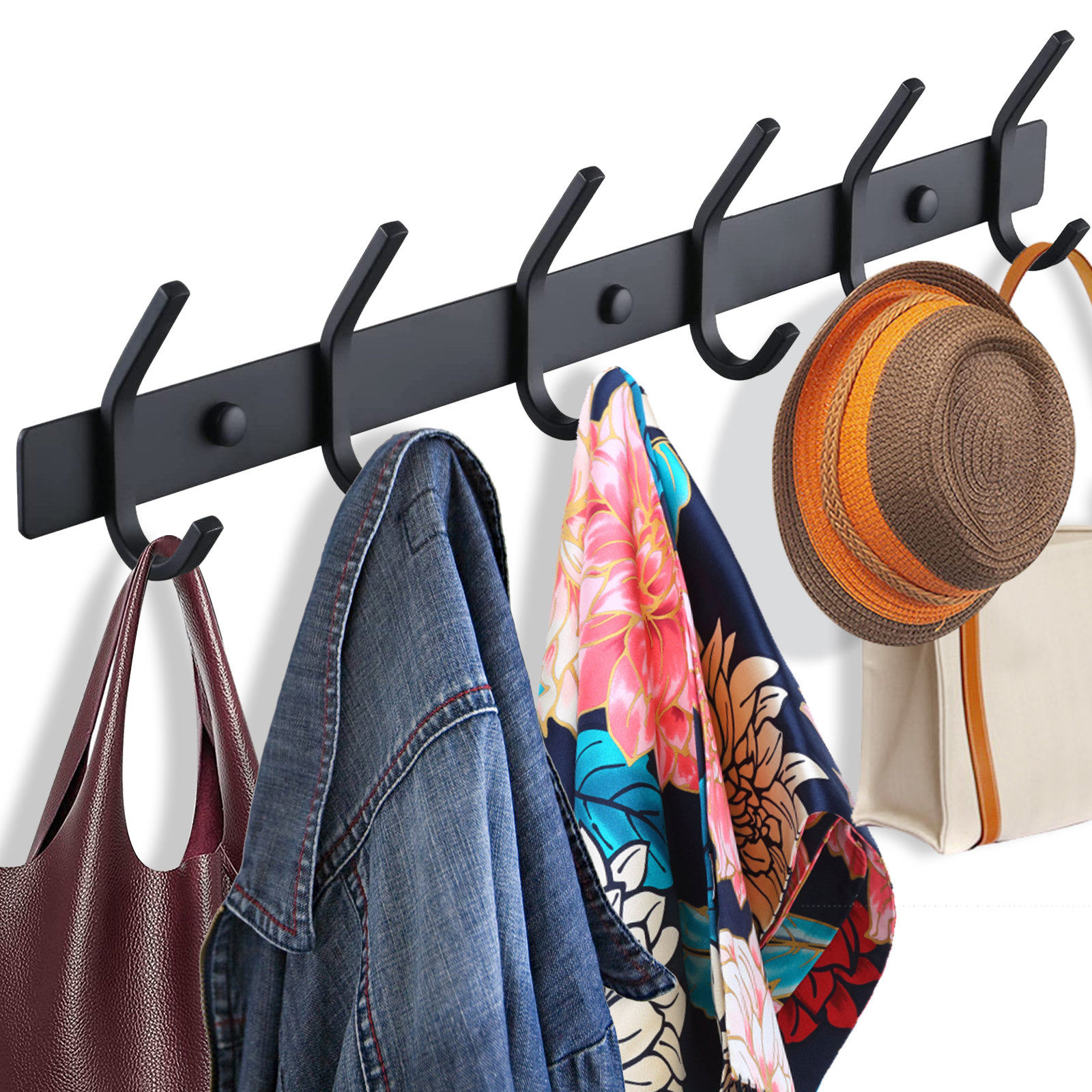 Rebrilliant 17'' Wide Stainless Steel 6 Hooks Wall Mounted Coat Rack