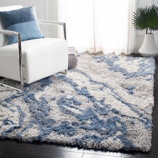 Shaggy Rug Grey Blue High Pile Modern Carpet Small X Large Bedroom Hallway Mat 