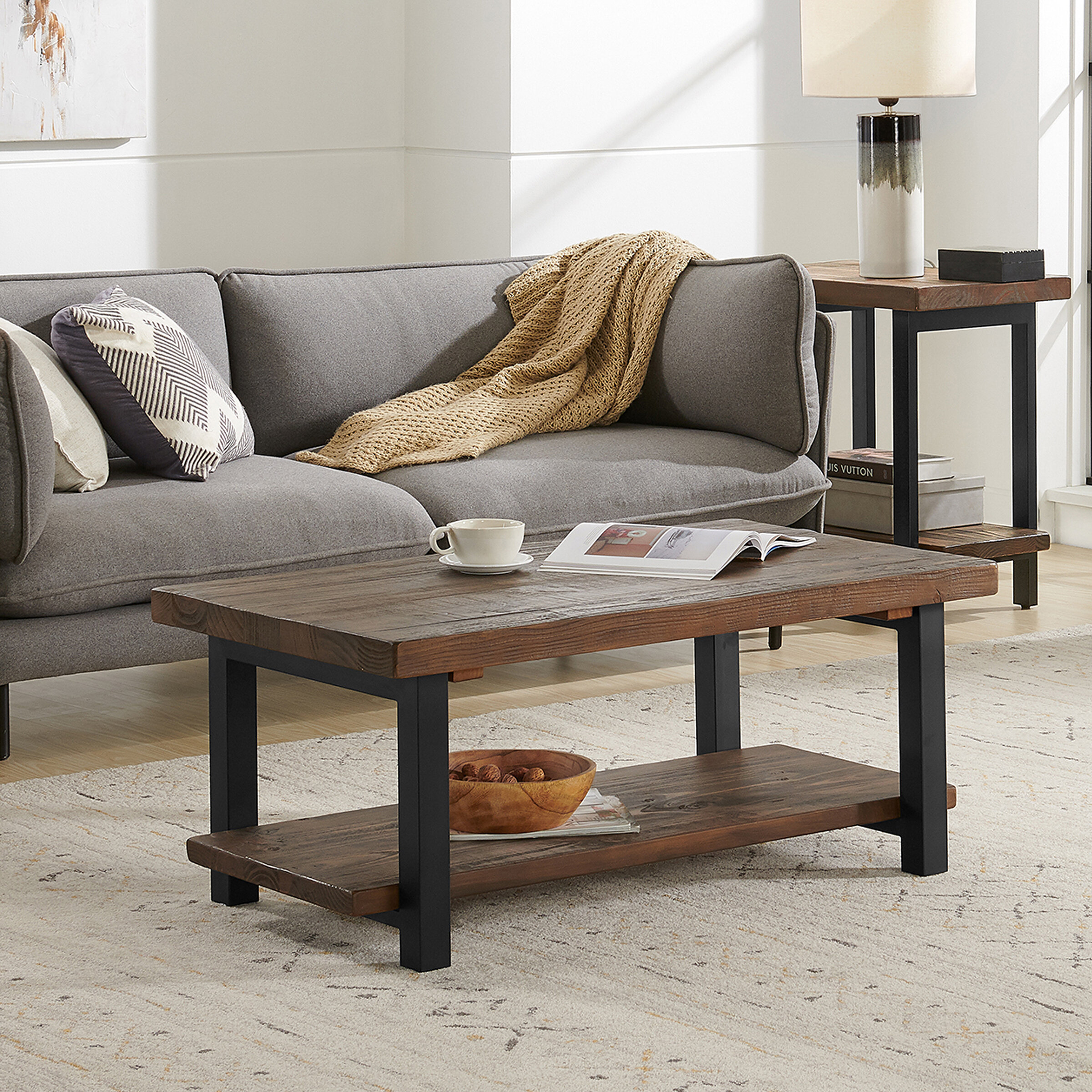 Coffee Table Modern Home Gray Living Room Accent Wood Cocktail Grey Furniture 