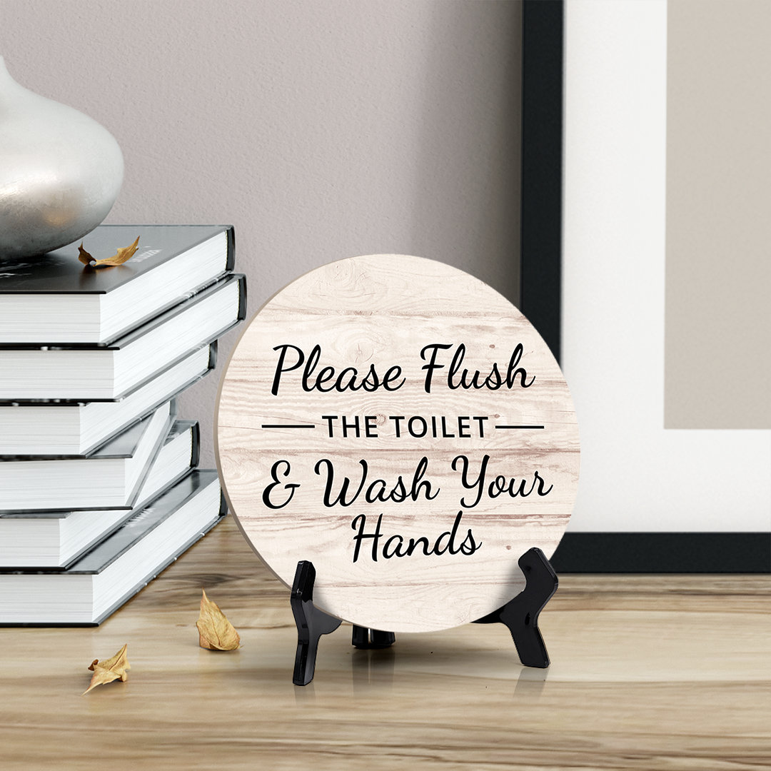 Signs ByLITA Please Flush The Toilet & Wash Your Hands Table Sign with ...