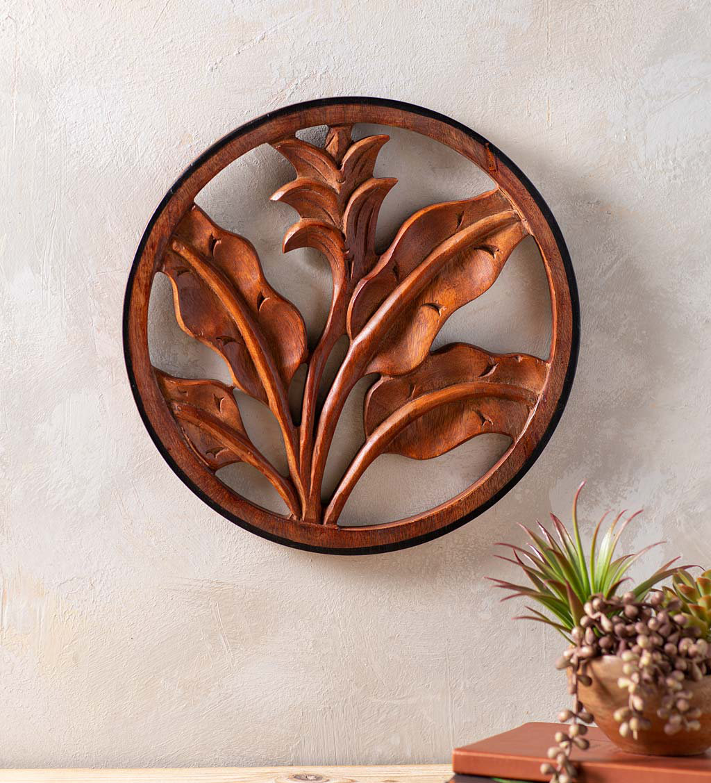 Wind & Weather Carved Leaves & Flower Mango Wood Wall Décor Wayfair