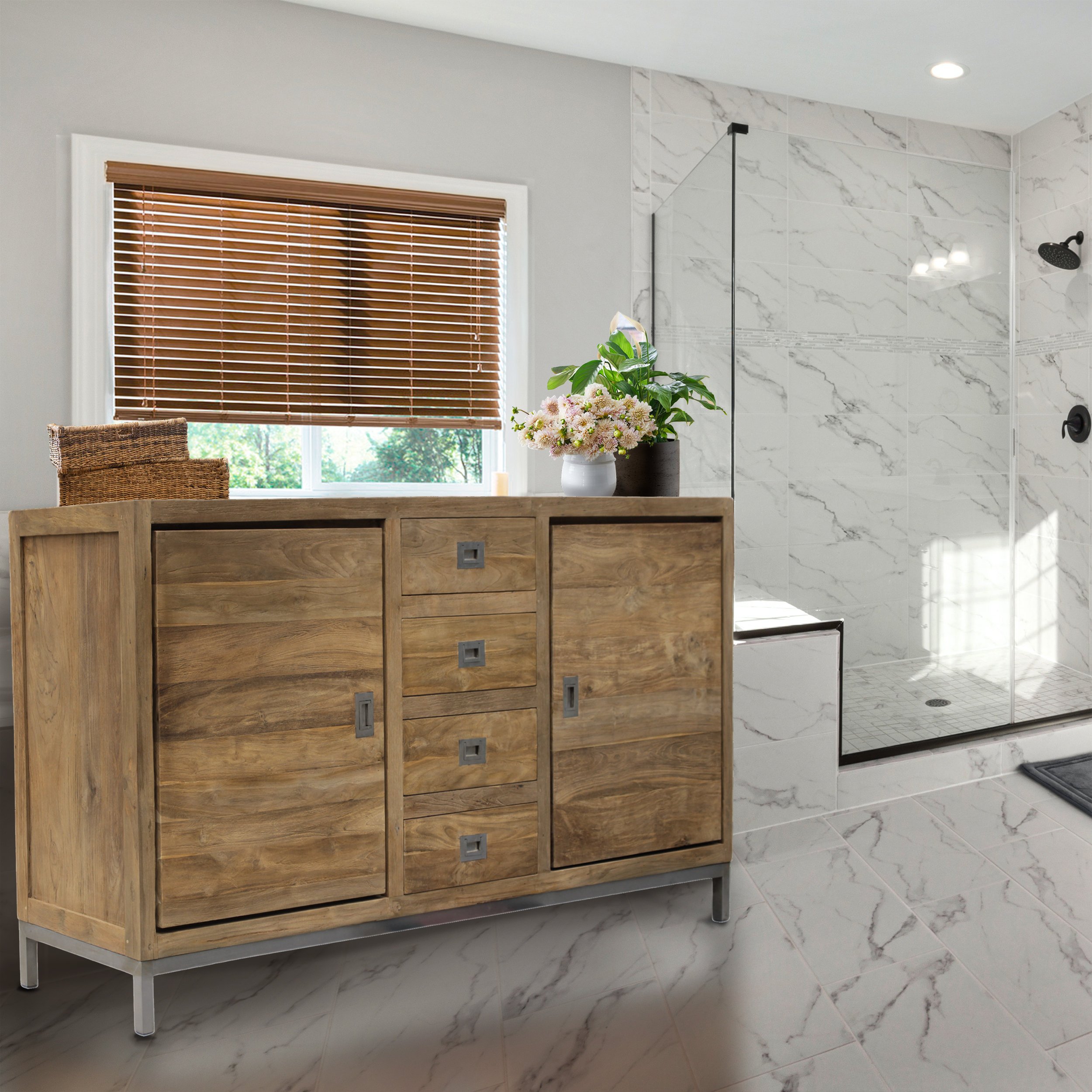 ChicTeak Solid Wood Freestanding Bathroom Wayfair