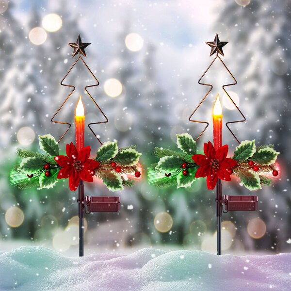Set of 2 Bethlehem LED Flickering Holiday Ornament Snowflake Candle Light 