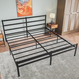 Platform Bed With Headboard Storage Slat Bed
