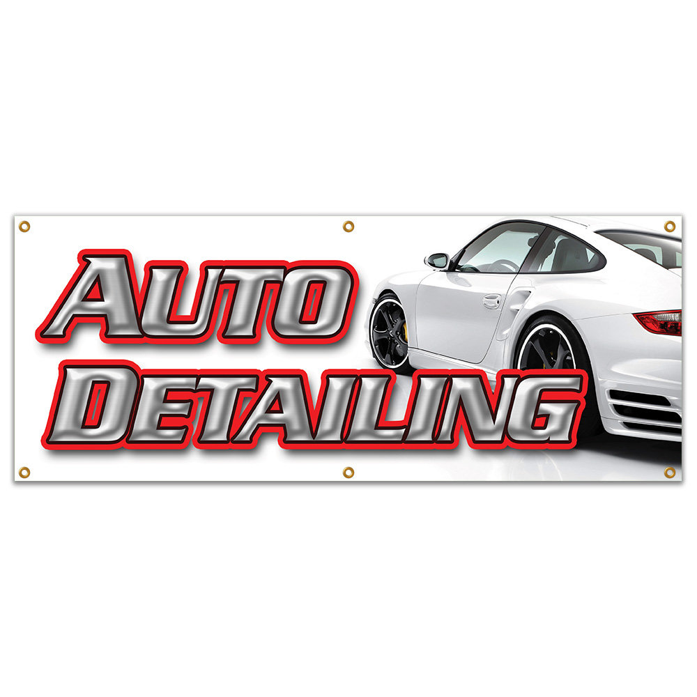 SignMission AUTO DETAILING BANNER SIGN Car Wash Wax Signs Carwash