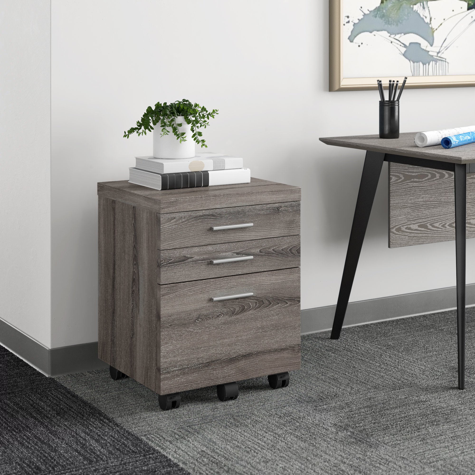 Latitude Run® Barnaton 18'' Wide 3 -Drawer Mobile Vertical Filing ...