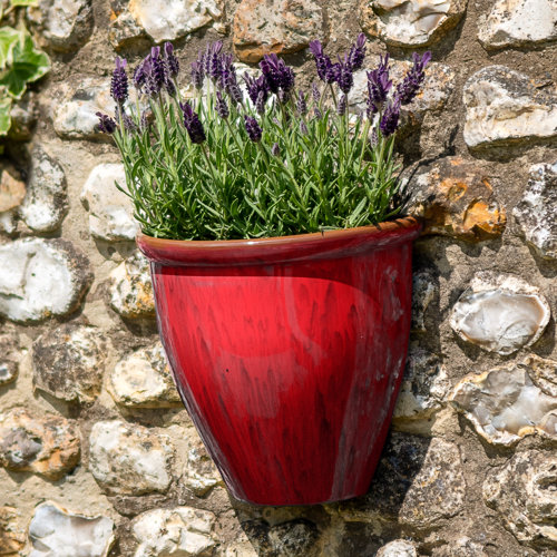 CERÁMICA RAMBLEÑA Terrakotta-Topf, Rot – Handgefertigter Wandtopf Modell A04, 22x17x27 Cm, Mit Ablauf