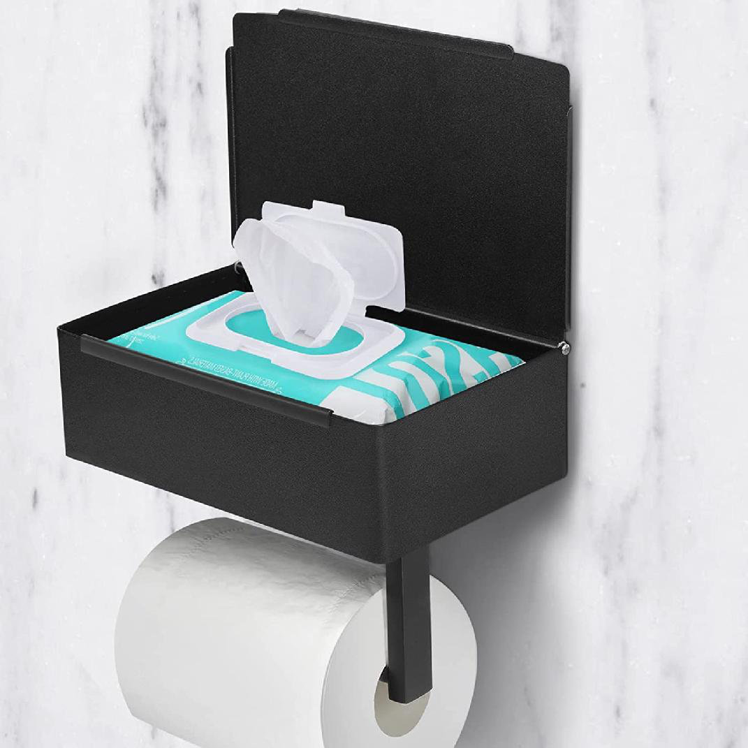 Latitude Run® Wall Mount Toilet Paper Holder with Flushable Wipes