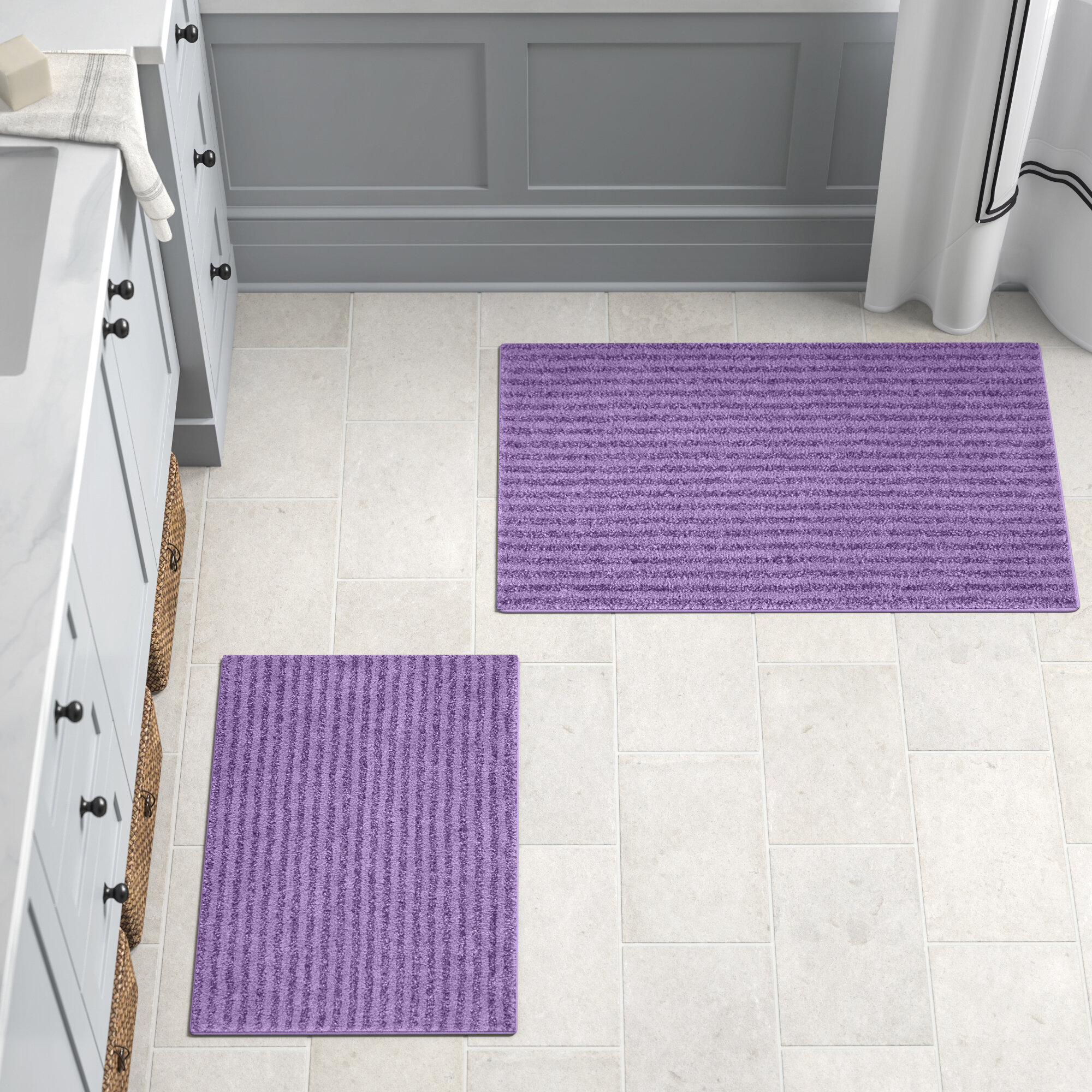 Premium Rubber Slip-Resistant Bathtub Long Shower Mat purple ,Color 