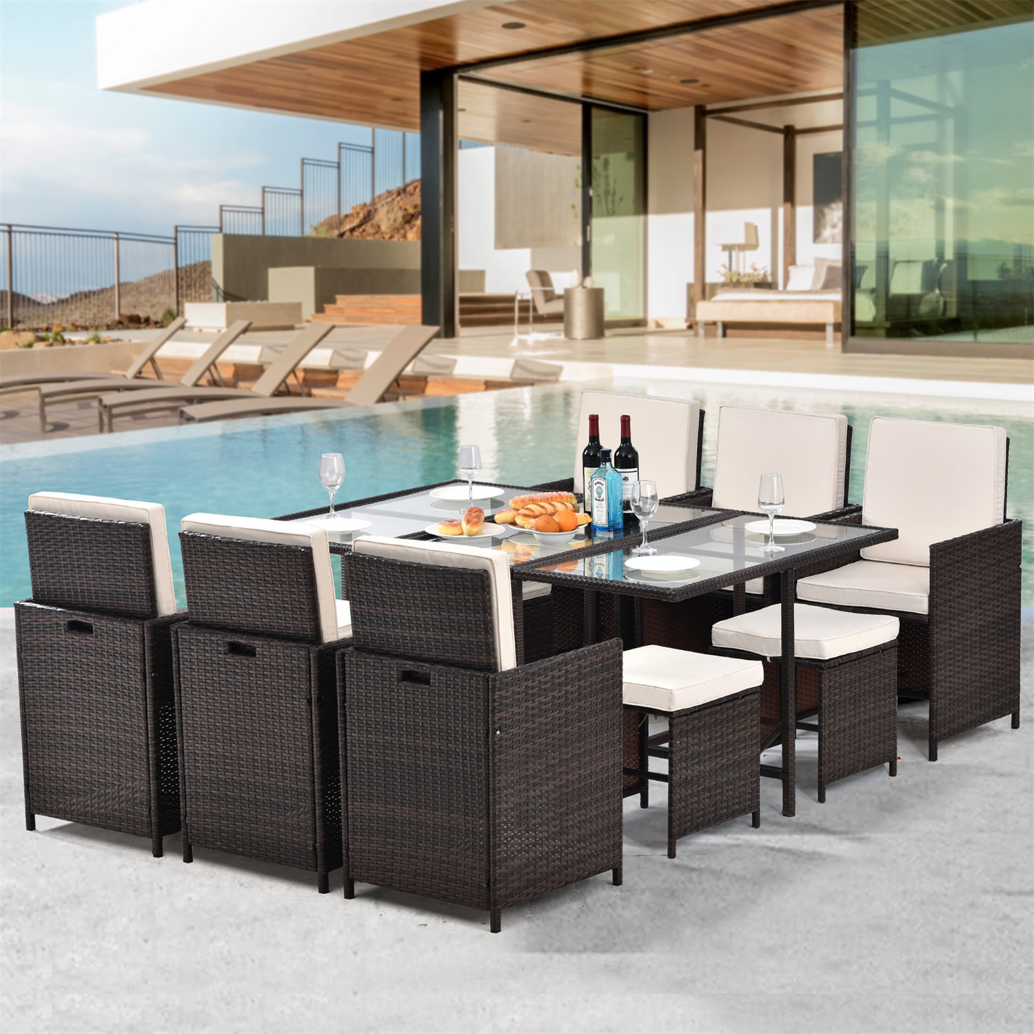 Latitude Run® Rectangular 10 - Person Outdoor Dining Set | Wayfair