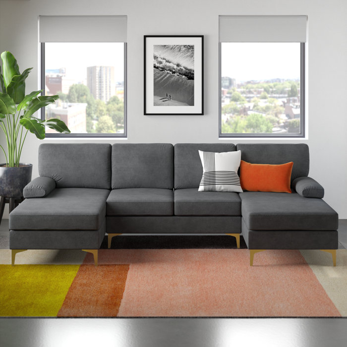 3-Piece Wade Logan Amulya Upholstered Sectional Sofa Set