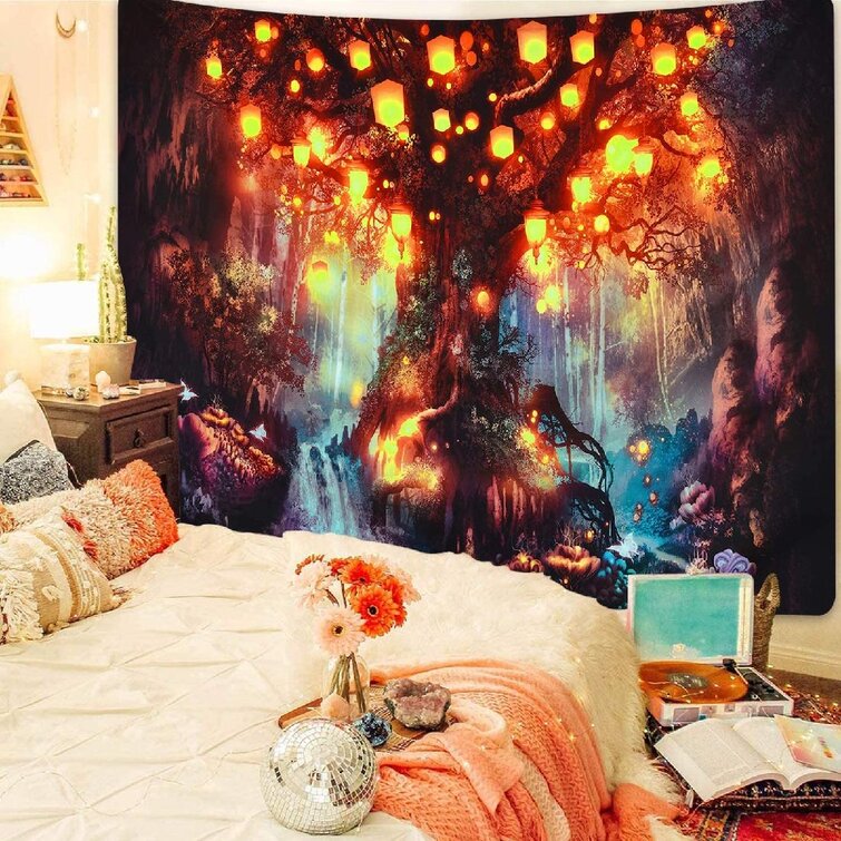 Waterfalls and Mysterious Forest Bedroom Living Room Dorm Wall Hanging Tapestry 