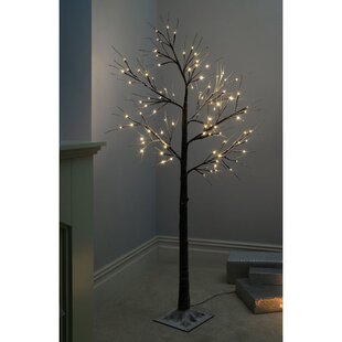 180cm Silver Twig Tree with Coloured Led Illuminated balls over 160 LED lights 