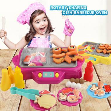 2-In-1 Children's Rotating Hot Pot BBQ Toy Set Pretend To Play With Food Toys US 